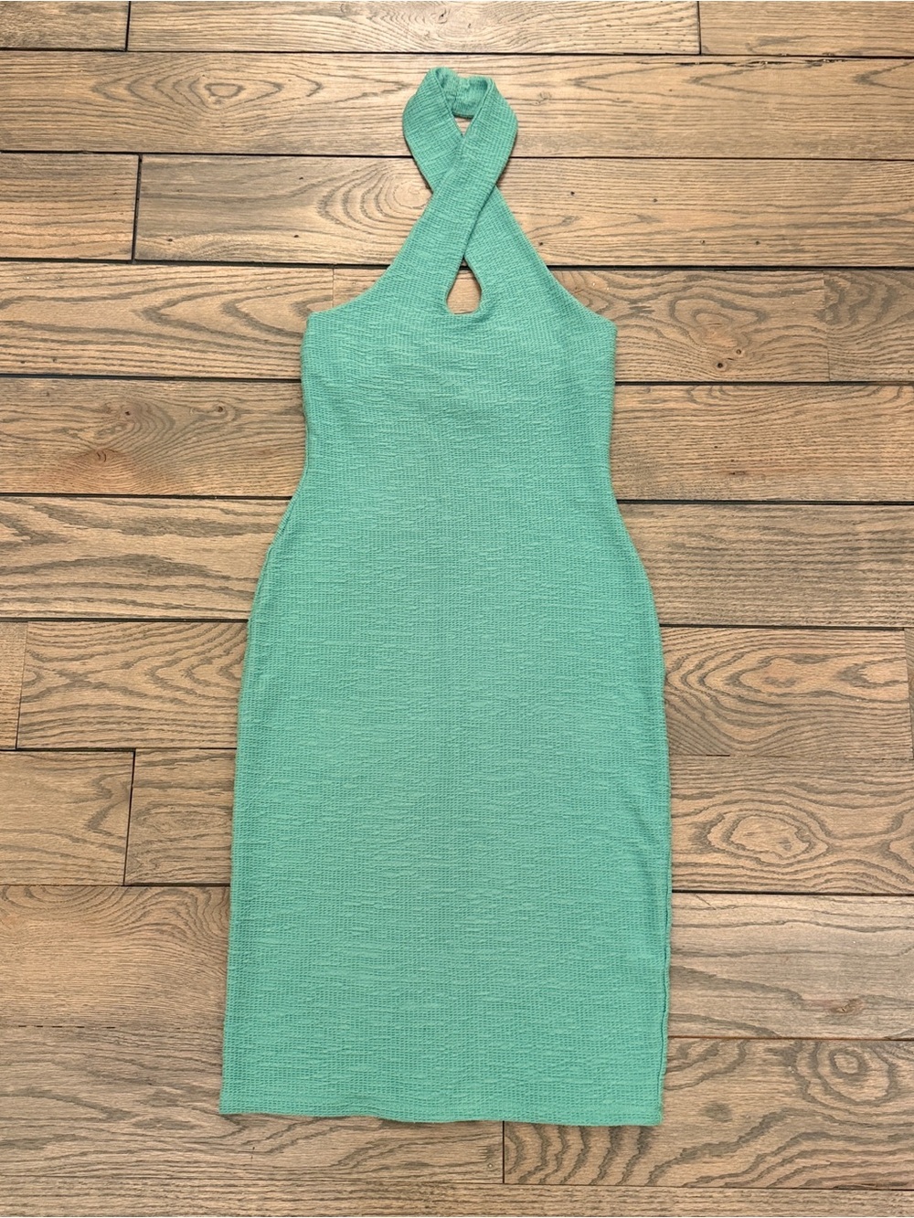 Sleeveless Cross-Halter Mint Green Bodycon Dress